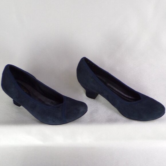 HOTTER COMFORT CONCEPT size 8 MONICA dark-blue suede low-heel pumps - Picture 3 of 15